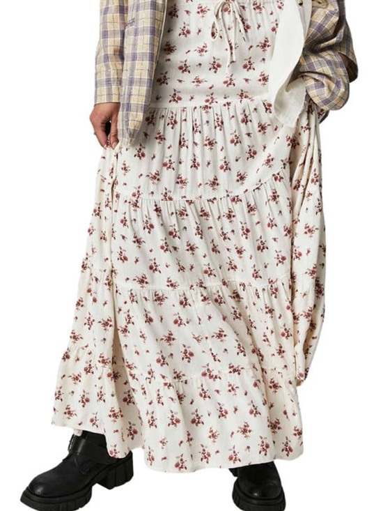 Free People Dresses & Skirts - Free People Cream Maxi Skirt with Rust Floral Print